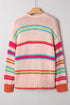 Chunky Striped Open Front Balloon Sleeve Cardigan